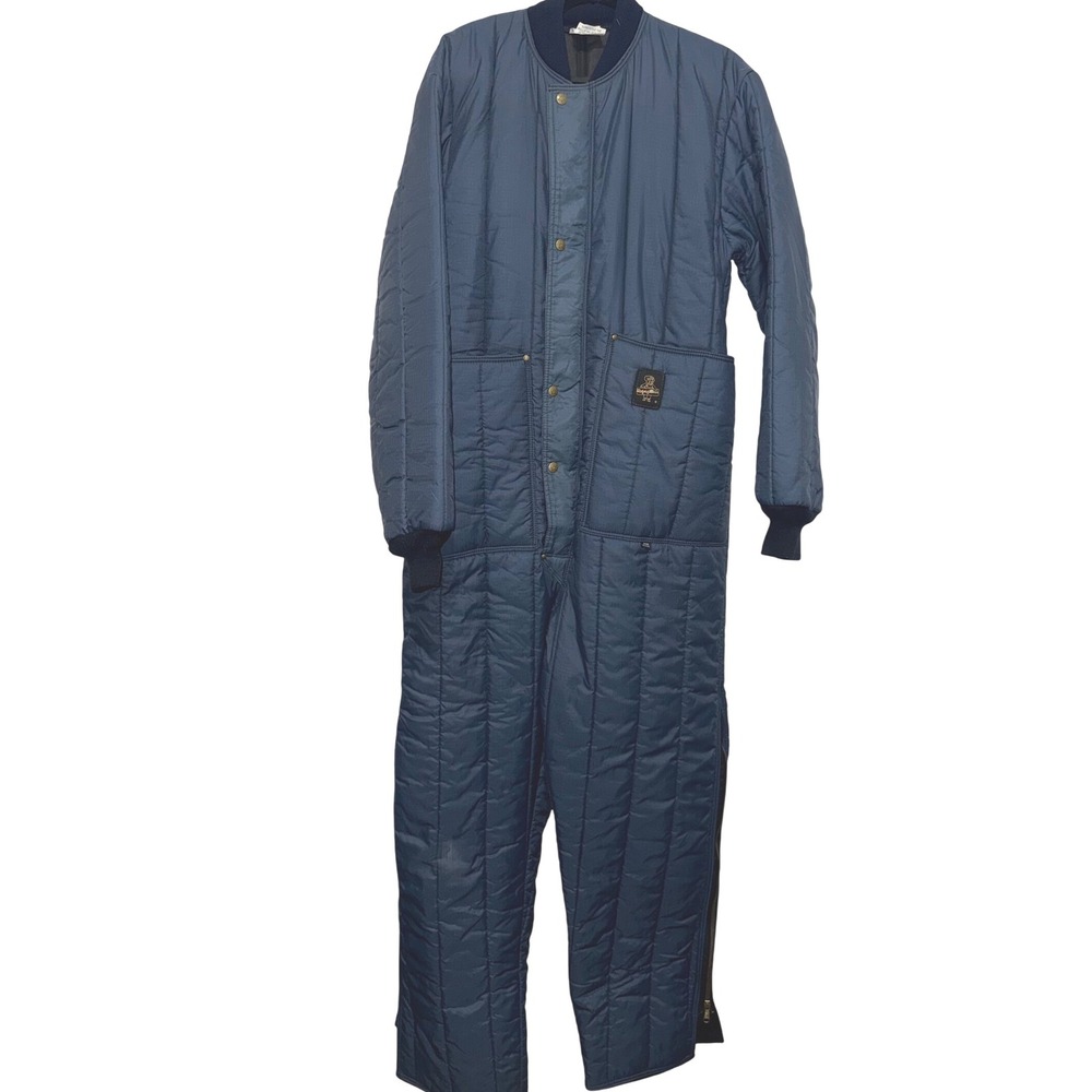 RefrigiWear Iron Tuff Insulated Coveralls Men L Blue Quilt Freezer VTG 1999 USA‎